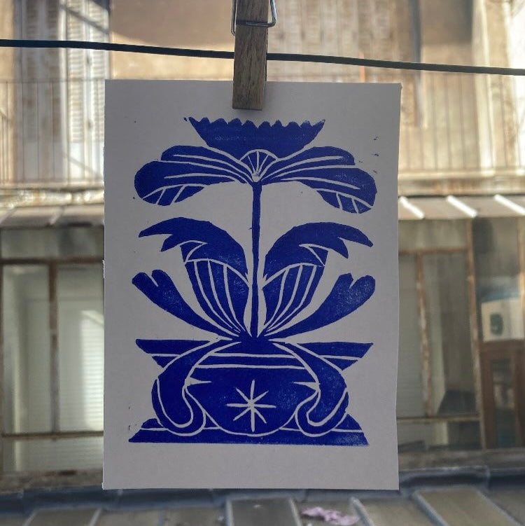 Linogravure Fleur A6