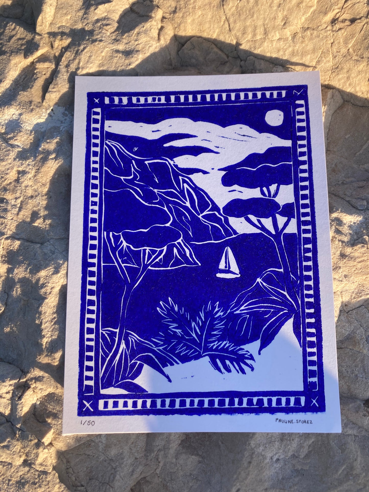 Linogravure Calanques A5