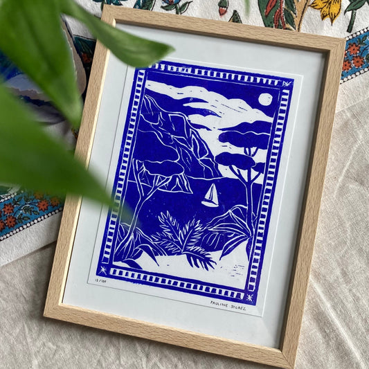 Linogravure Calanques